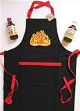 Father's Day Gift - God of Fire Apron with two 18 ounce Bottles of Randy Jones Gourmet BBQ Sauce and Autographed Photo Card