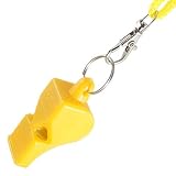Como Sports Match Referee Whistling Yellow Plastic Whistles w Neck Strap