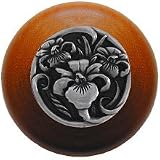 River Iris Cherry Cabinet Knob, Brilliant Pewter