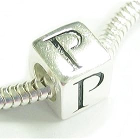 Sterling Silver Dice Cube Letter ''P�? Bead Charm For Pandora Troll Biagi Chamilia