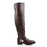 Pilot05 Brown Almond Toe Over The Knee Back Strap Low Heel Zip Up Riding Boots-9