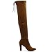 Ollio Women Shoe Drawstring Stretch Faux Suede Zip Up Over the Knee Long Boots