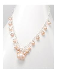 Peach (Natural) Fresh Water Pearl Necklace In 92.5 Sterling Silver
