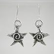 Star and Swirls Dangle Earrings in Sterling Silver, #9223