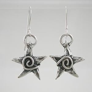 Star and Swirls Dangle Earrings in Sterling Silver, #9223
