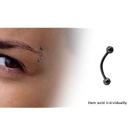 Anodized Titanium Black Neon Color Eyebrow Ring - 16 Gauge