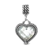 Carolyn Pollack Sterling Mother of Pearl Heart of Texas Reversible Charm - Fits Pandora European Charm Bracelets