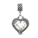Carolyn Pollack Sterling Mother of Pearl Heart of Texas Reversible Charm - Fits Pandora European Charm Bracelets