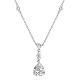 Sterling Silver Cubic Zirconia Pear-Shaped Drop Pendant by Cheline, 18