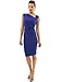 Patty Women's Asymmetrical Neck Sleeveless Pleated Stretch Sheath Shift Dress