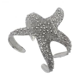 Designer Silver Plated Starfish Cuff Bangle Bracelet: Jewelry