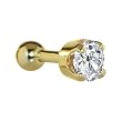 16 Gauge 3/16" -Solid 14KT Yellow Gold 4mm Cubic Zirconia Cartilage Earring