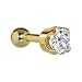 Jewelry : 16 Gauge 3/16 Inches -Solid 14KT Yellow Gold 4mm Cubic Zirconia Cartilage Earring Body Jewelry