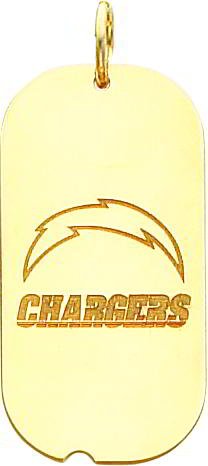 14K Gold NFL San Diego Chargers Logo Dog Tag Charm