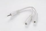 3.5mm Jack Plug to 2 x 3.5mm Jack Sockets Stereo Splitter White 10cm Electronics