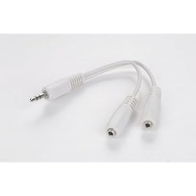3.5mm Jack Plug to 2 x 3.5mm Jack Sockets Stereo Splitter White 10cm