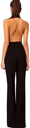 Maykool Women's Black Plunging Halter Backless Jumpsuit Size S