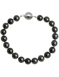 14K White Gold 7.5" "AB" Quality Pearl 9-10mm Natural Color Tahitian Bracelet