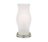 Battery Operated LED Hurricane Lamp with Frosted Glass Vase & Nickel Base