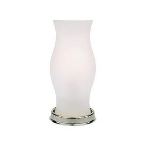 Battery Operated LED Hurricane Lamp with Frosted Glass Vase and Nickel Base by Bethlehem Lighting