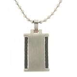 New Stainless Steel Men's Black Cable Pendant Necklace