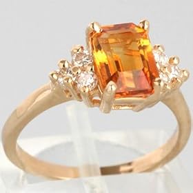 14K Yellow Gold Citrine and Diamond Estate Ring by
