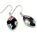 Designo Black and Multicolour Sterling Silver Marquise Drop Earrings - Free Delivery and Gift Wrapping