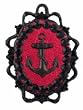 Gasoline Glamour Mettalic Red Leather Anchor Charm Necklace