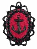 Gasoline Glamour Mettalic Red Leather Anchor Charm Necklace