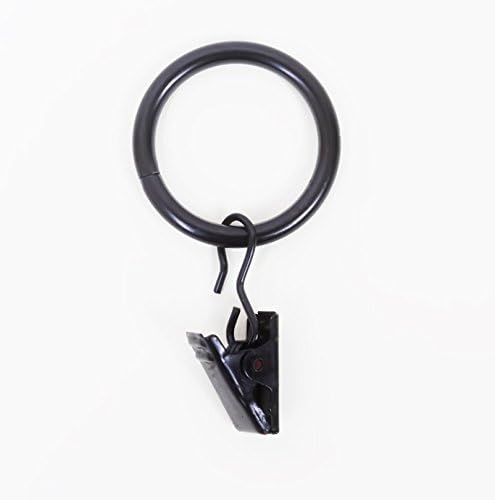 Stainless Steel Metal Curtain Rings with Clips,Black and silver.(Pack of 30 ) (black 1.5inch)