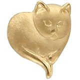14K Yellow Gold Kitty Love Brooch/Pendant Slide