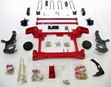 Primary Suspension System 4 in. Front/2.5 in. Rear Lift Incl. UBolts Riser Block Brake Hose Bracket Subframe Steering Knuckle Hdw Kits Brackets C-Bearing Spacers Black