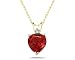 5mm Heart Ruby and Diamond Stud Pendant in 14K Yellow Gold