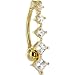 Solid 14kt Yellow Gold Top Mount Cubic Zirconia Square Journey Belly Ring