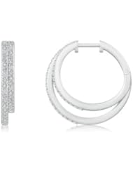 0.5 ct Twin Circle Round Diamond Hoop Earrings