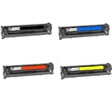 4 Pack (1 Black + 1 each Color ) New CE310A CE311A CE312A CE313A Compatible Toner Cartridges for HP Color LaserJet Pro: 100 MFP M175nw, CP1025nw, M275