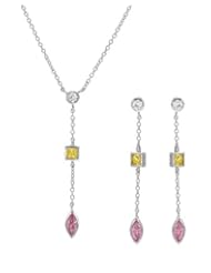 Sterling Silver Cubic Zirconias Women Jewelry Set. Length 55 in. Total Item weight 3.8 g.