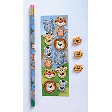 Childrens Toyshop  Toys : Zoo Animal Pencil, Eraser and Sticker Set - 12 sets