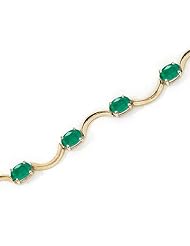 14K Yellow Gold Oval Emerald Bracelet