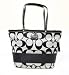 Coach Signature Stripe Shopper Book Bag Tote 15112 Black White