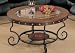 Iron Coffee Tables - Ornate Iron Wood And Glass Top Coffee Table