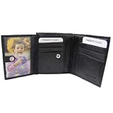 INSIDE KEY ZIPPER & SNAP MEN'S BLACK LEATHER WALLET