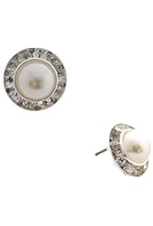 Silver Crystal Rhinestone Rondelle Circle Round Shape Earrings