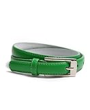 Solid Color Leather Adjustable Skinny Belt, Large (35"-39"), Kelly Green