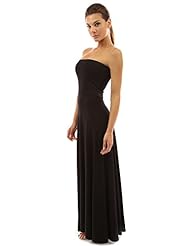 Strapless Rayon/Spandex Dropped   Waistline Full Length Tea Length Banding Maxi Dress 