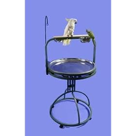 Sand colored Wrought Iron Play Stand with Stainless Steel Tray