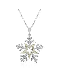 Alexander James White Gold Rhodium Bonded Snowflake Pendant with Pavè Peridot and Clear Cubic Zirconia Set on 16 Inch + 3 Inch Extender Chain in Silvertone <EOL> <EOL>Chain Included