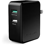 Quick Charge 2.0 RAVPower 30W Dual USB Quick Charger with iSmart Foldable Pin for Galaxy S7/S6/Edge/Plus, Note 5/4, LG G4/G5, Nexus 6 and more (Black)