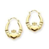 14k Gold Claddagh Hoop Earrings