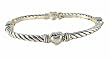 Bracelet - B144 - Bangle Style - Designer Inspired Stretch - Twist Swirl Pattern with Hearts ~ Silver Tone Metal